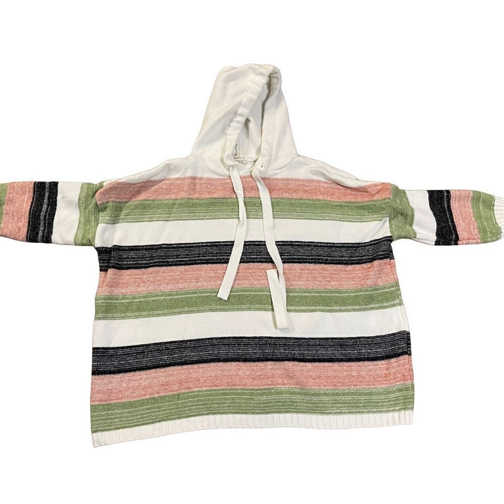 Andthewhy multicolor striped hooded drawstring sweater M/L‎